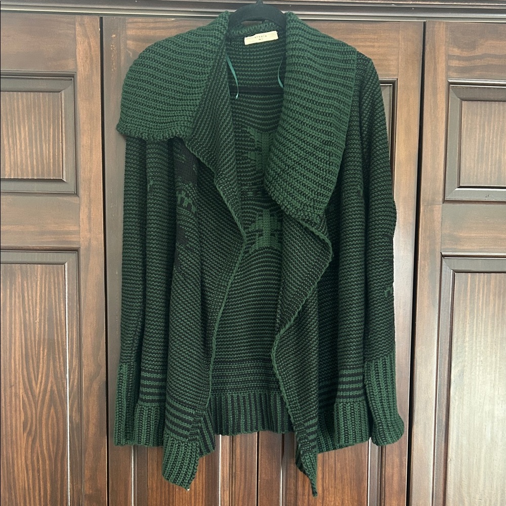 Elodie Dark Green/Black Open Front Cardigan